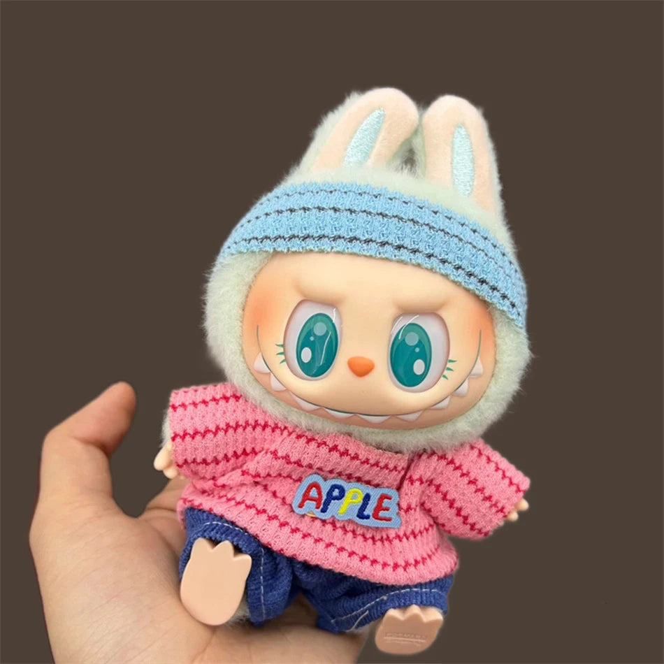 17cm Cute Mini Labubu Plush Doll'S Clothes Outfit Accessories For Korea Kpop Exo Idol Dolls Skirt Hat Clothing DIY Kids Gift