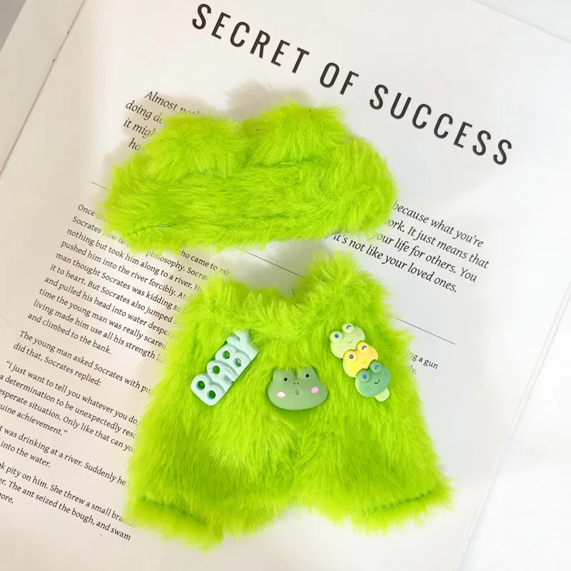 17cm Cute Mini Plush Doll'S Clothes Outfit Accessories For Korea Kpop Exo Labubu Idol Dolls donut overalls Clothing DIY Kid Gift