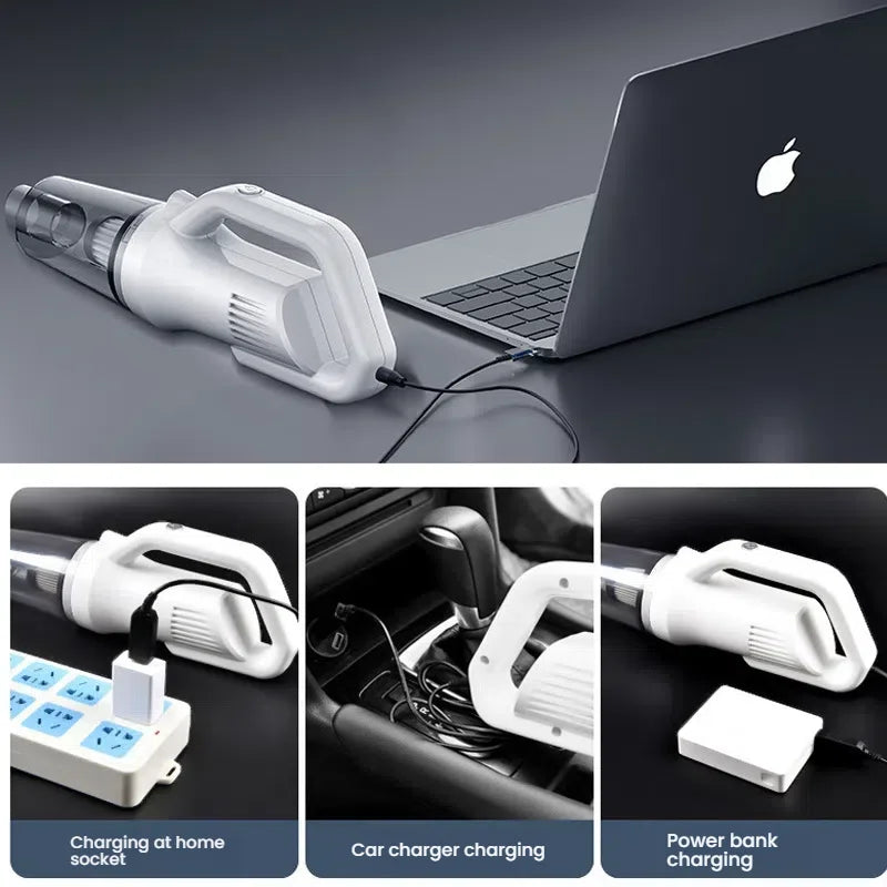 Wireless Vacuum Cleaner, 2-in-1 for Car & Home Use, Handheld, Rechargeable, High-Power with Strong Suction, Heavy-Duty Motor for