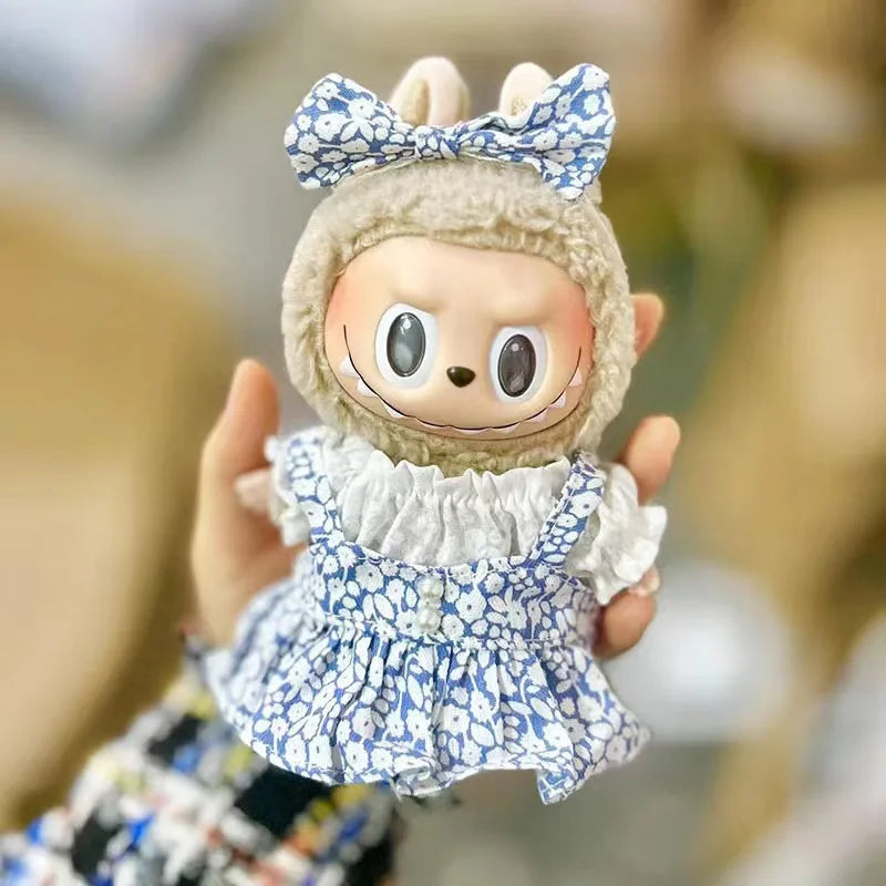 17cm Cute Mini Plush Doll'S Clothes Outfit Accessories For Korea Kpop Exo Labubu Idol Dolls donut overalls Clothing DIY Kid Gift
