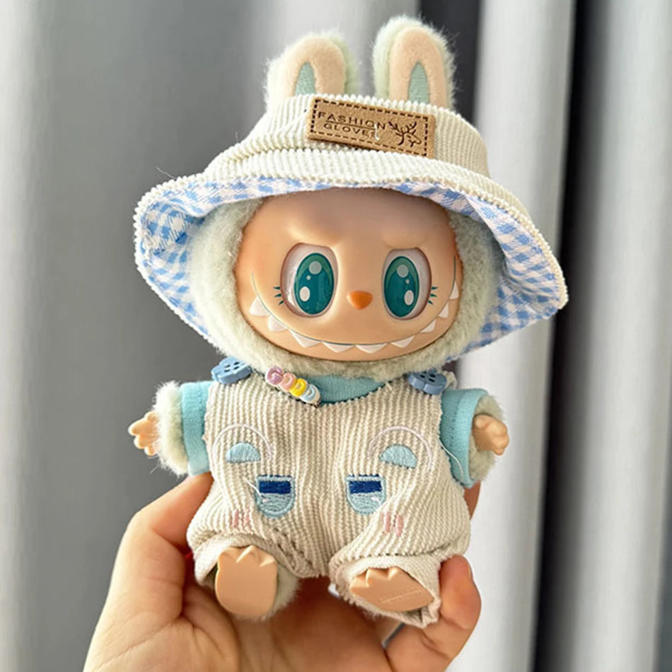 17cm Cute Mini Labubu Plush Doll'S Clothes Outfit Accessories For Korea Kpop Exo Idol Dolls Skirt Hat Clothing DIY Kids Gift